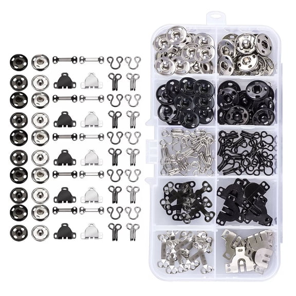 100 Pair 3 Styles Sewing Hook and Eye Closure Clothing Fixing Tool Snap Fastener TAPDRA Spare Part