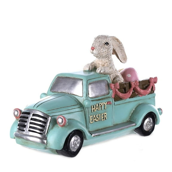 MELROSE INTERNATIONAL Rabbit in Car 9.5"L x 6.25"H Resin