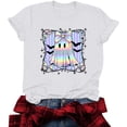 thumbnail image 5 of JOANKDMI Halloween Graphic T-Shirts for Women Cute Holographic Ghost Bow Print Short Sleeve Crewneck Casual Fall Tops Pastel Y2K Season Holiday Tee Shirts Blouses, 5 of 6