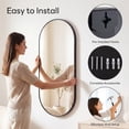 thumbnail image 4 of GIANNA 24"x48" Oval Bathroom Mirror – Metal Frame, Elliptical Wall Mirror for Vanity, Black, 4 of 5