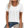 thumbnail image 2 of T Shirts for Women Fashion Casual Front Solid Color Round Neck Short Sleeve T-Shirts Top, 2 of 7