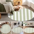 thumbnail image 6 of Sage Green Striped Large Area Rugs for Bedroom Living Room, Soft Non Slip Carpet Bedside Rug, Modern Farmhouse Sage Green White Stripes Round Floor Cover Kitchen Accent Rug 6' for Dining Room/Office, 6 of 9