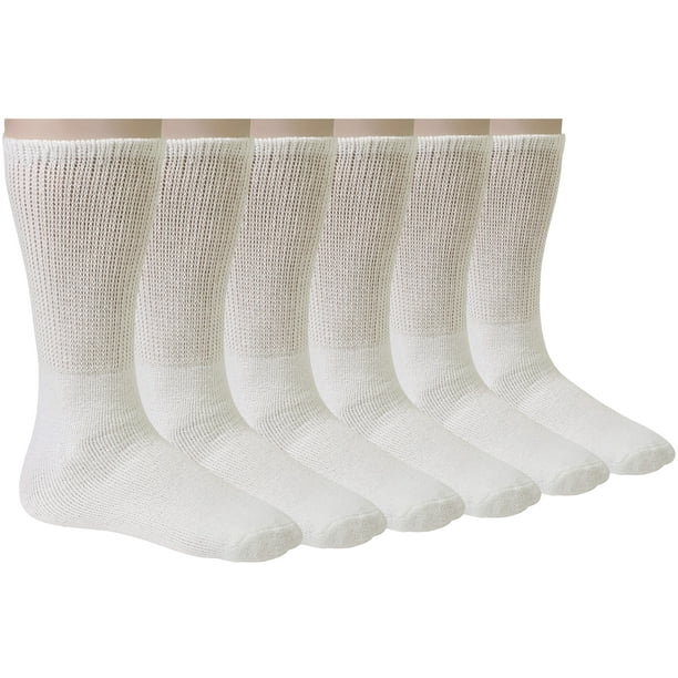 12 Pair 1315 Size Mens Diabetic Crew Socks, Loose Fit Top Soft Cotton