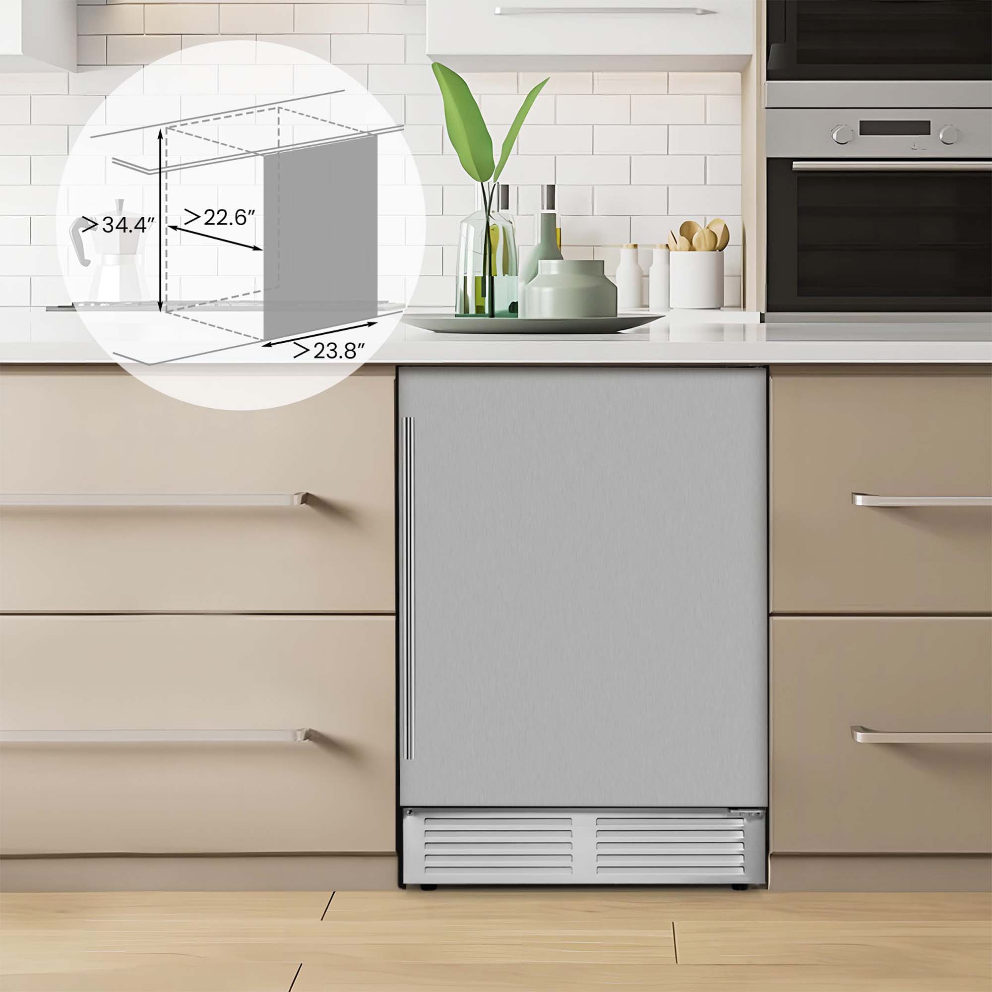 Costway 24" Beverage Refrigerator with Removable Shelves & Adjustable Temperature Cooler
