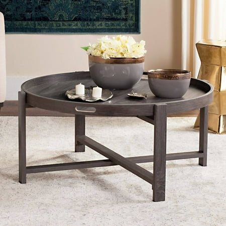 Must Have Safavieh Cursten 33 Round Tray Top Retro Mid Century Coffee Table Dark Grey From Accuweather Must Have Safavieh Cursten 33 Round, Dark Gray Wood Round Coffee Table