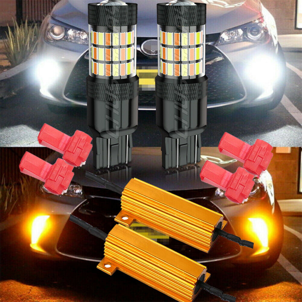 2pcs 7443 Switchback Front Parking Turn Signal LED Lights For 15-17 Toyota Camry 
