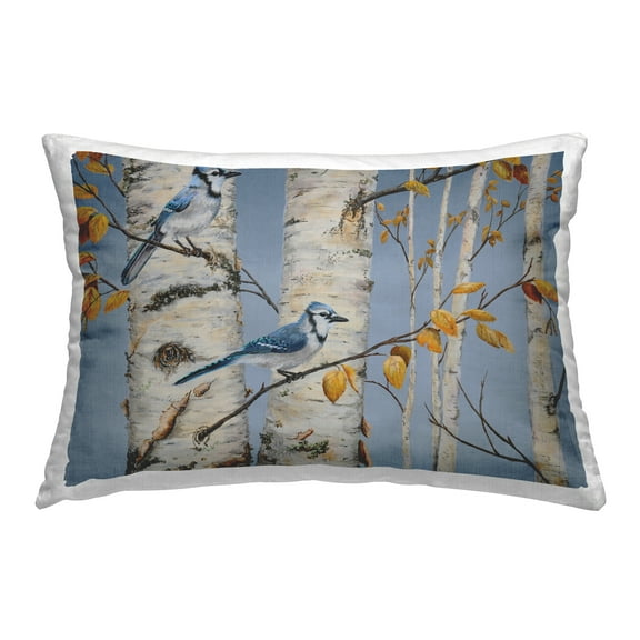 Stupell Industries Blue Jay Autumn Day 14" x 20" Landscape & Nature Print Polyester Throw Pillow, Zip Closure 1 Count