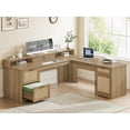 thumbnail image 3 of Farmhouse 63" L Shaped Computer Desk with 4 Drawers and Storage Cabinet, Corner Office Desk with Monitor Stand, 3 of 7