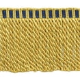 thumbnail image 1 of 3" (7.5cm) long Noblesse Collection Bullion Fringe Trim with Fancy Knitted Header (Style# DB3), Two Tone Gold Multicolor #4875T (Yellow Gold, Royal Blue) 5 Yards (15 ft/4.5m), 1 of 1
