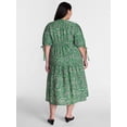 thumbnail image 2 of Terra & Sky Women’s Plus Tiered Midi Dress with Short Puff Tie Sleeves, Sizes 0X-5X, 2 of 4