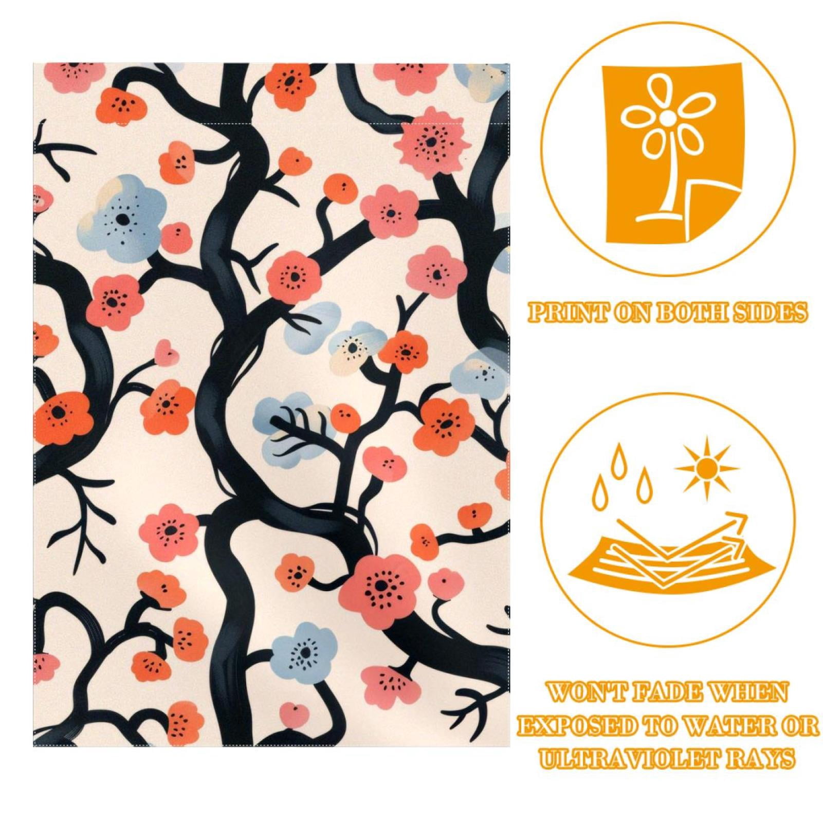 Welcome Seamless Floral Pattern Garden Flag, Vertical Double Sided Small House Flag, Yard Farmhouse Outdoor Deck Veranda Lawn Decor 28x40 Inch