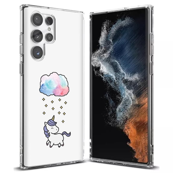 TalkingCase Slim Phone Case Compatible for Samsung Galaxy S22 Ultra 5G, Unicorn Star Rain Print, Thin Light, Flexible, Soft, USA