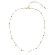 Time And Tru Women's Gold Tone Crystal Dangle Delicate Necklace
