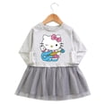 thumbnail image 2 of Hello Kitty nuevo vestido de moda de algodón con estampado de dibujos animados para niñas, falda de malla de manga larga bonita para bebé, vestido pequeño de princesa dulce con cuello redondo, 2 of 5