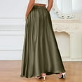 thumbnail image 6 of 2026 Satin Elastic Waisted Maxi Skirt with Pocket A-Line Spring Summer Casual Long Skirts for Women, 6 of 6