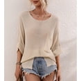 thumbnail image 4 of Chouyatou Women's Spring Oversized Short Sleeve Crochet Sweater Top Beach Summer T-Shirt, 4 of 5