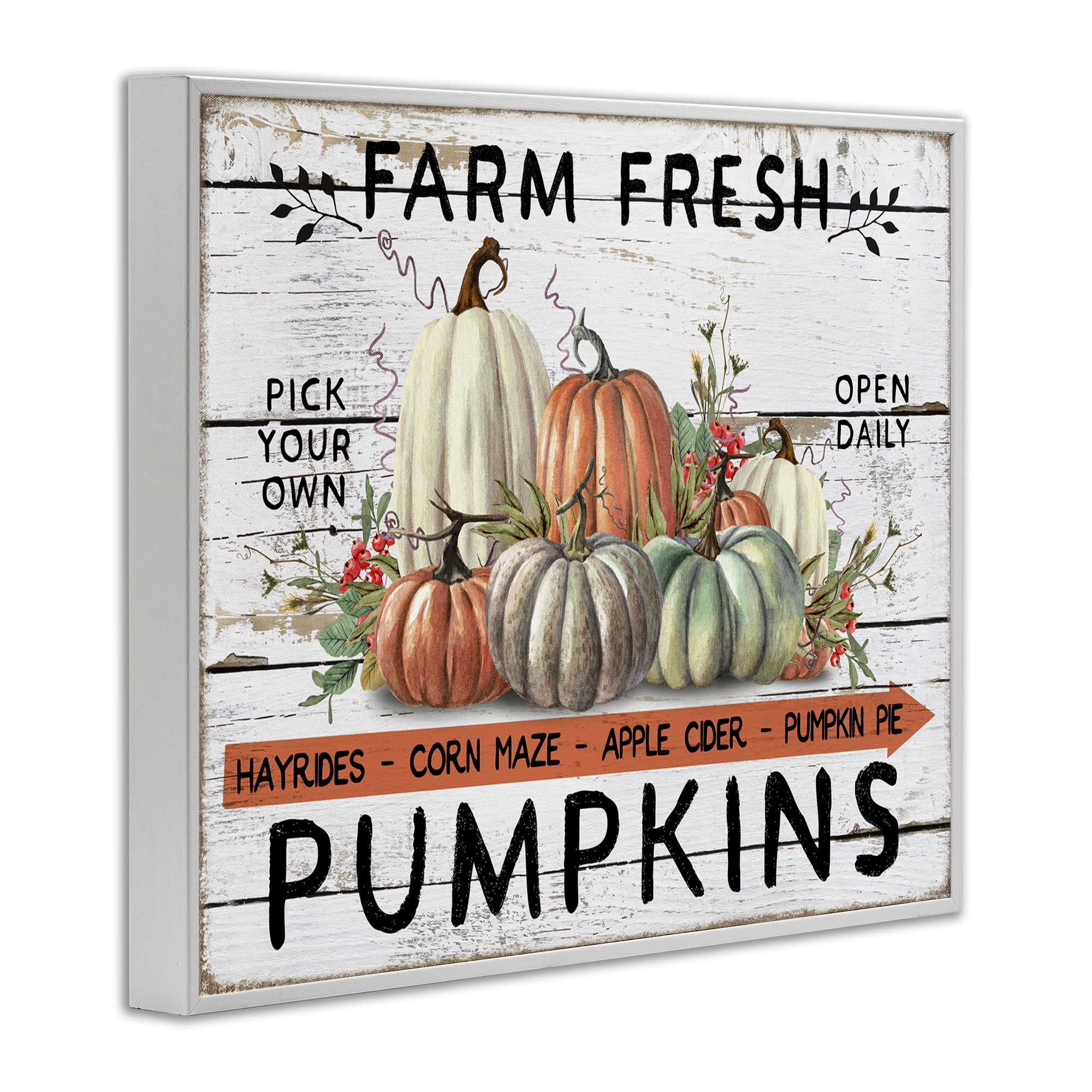 Stupell Industries Fresh Pumpkin Mound Holiday Painting White Framed Art Prints Wall Art, 20 x 16