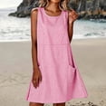 thumbnail image 2 of CBASIHI Womens Sleeveless Gingham Dresses with Pockets- Casual Beach Vacation Summer Loose Fit Crew Neck A Line Sundresses Hot Pink Size XL, 2 of 8