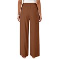 thumbnail image 5 of Dwellite Wide Leg Pants for Women Summer Cotton Linen Palazzo Drawstring Elastic Waist Beach Trousers with Pockets Coffee S, 5 of 7