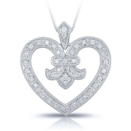 1/4 Carat T.W. Diamond Sterling Silver Heart Pendant, 18 Chain