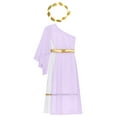thumbnail image 6 of LiiYii Kids Girls Ancient Greek Princess Outfits One Shoulder Maxi Toga Dress with Wreath Headband Lavender 16, 6 of 7