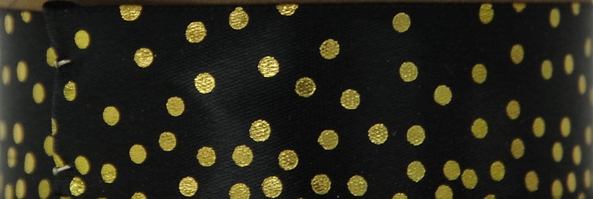(2 pack) Offray Ribbon, Black 7/8 inch Gold Dot Satin Ribbon for Sewing, Crafts, and Gifting, 9 feet, 1 Each