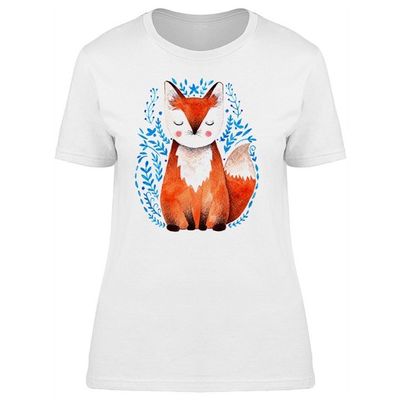 Cute Watercolored Fox T-Shirt Women -Image by Shutterstock, Female Small