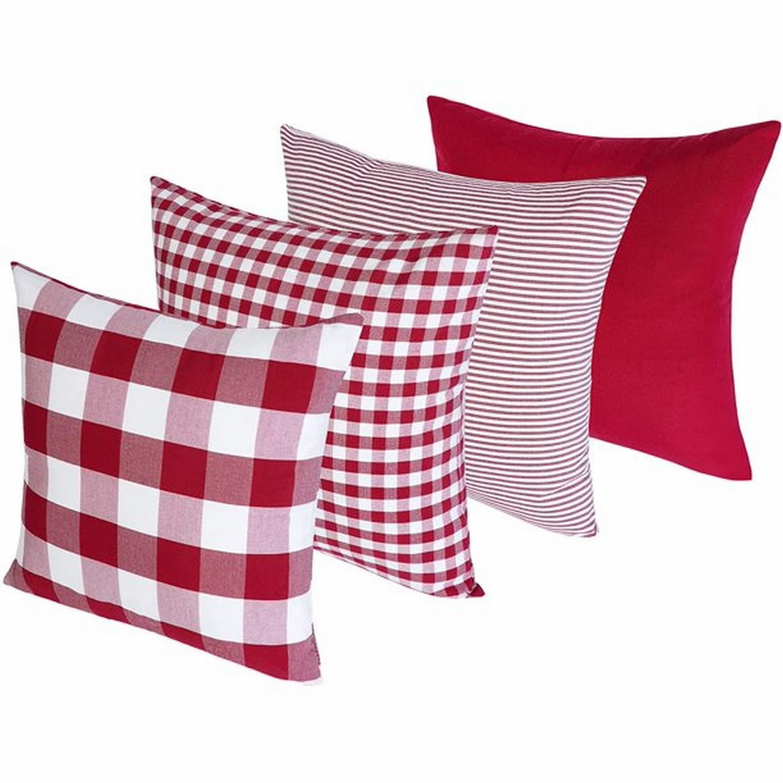 4Pcs Square Velvet Embroidered Decorative Throw Pillow Cover Red 18*18inch Decorative Bed