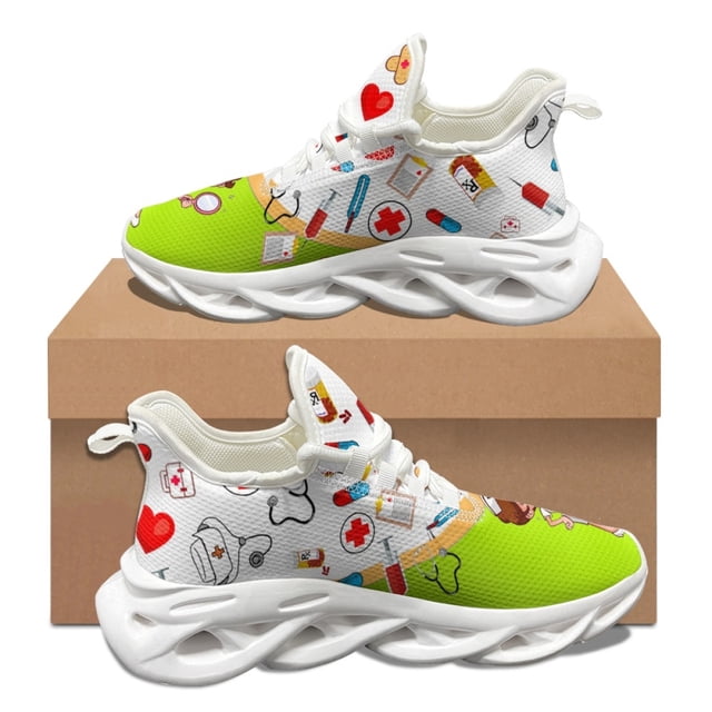 Zapatillas deportivas de otoño e invierno con diseño de enfermera de dibujos animados kawaii para mujer, transpirables, suaves y con estampado a pedido