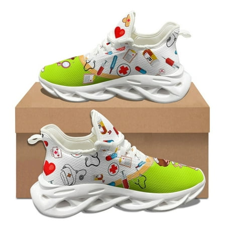 

Kawaii Cartoon Nurse Hospital Pattern Autumn Winter Sport Shoes Outdoor Travel Breathable Woman Soft Sneakers Print On Demand