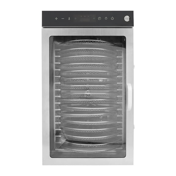 16-Tray Commercial Food Dehydrator - 1600W Stainless Steel Dryer with Digital Timer (30-90°C) for Jerky, Fruits, Herbs