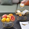 thumbnail image 2 of TAETOE Metal Wire Fruit Basket, 9 inch Pedestal Fruit Bowl with Marble Tray, Decorative Iron Wire Bread Snacks Holder Serving Bowl Vegetables Basket for Countertop, Home Decor, Table Centerpiece, 2 of 5