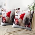 thumbnail image 3 of LALILO Throw Pillow Covers Puppy Christmas French Bulldog Christmas Puppy Dog Santa Holiday Animal Cute Pet Tree Set of 2 Square 18 x 18 Inch Pillowcase, 3 of 5