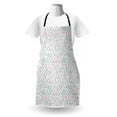 thumbnail image 3 of Mid Century Apron, Retro Art Style Floral Shaped Motifs in Pastel Pink and Blue Colors, Unisex Kitchen Bib with Adjustable Neck for Cooking Gardening, Adult Size, White and Multicolor, by Ambesonne, 3 of 4