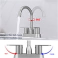 thumbnail image 2 of JERFIT Brushed Nickel Bathroom Sink Faucet, 4 inch Centerset 2-Handle Vanity Faucet with 360° Swivel Spout, High Arc Gooseneck Design for Bathroom, RV, Laundry Room, 2 of 6