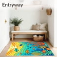 thumbnail image 3 of ODIKA 5'x7' Machine Washable Non-Slip Area Rug, Exotic Tropical Lagoon Bathroom Accessory High Traffic Rug, Blue, 705690, 3 of 7