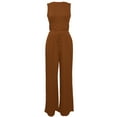 thumbnail image 6 of Women Slacks Womens Striped Wide Leg Pants Elasticated Waist Loose Sleeveless Vest Set Women Casual Pants Brown XL, 6 of 7