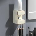 thumbnail image 1 of Automatic Toothpaste Dispenser Wall Mounted Electric, Touchless Sensor Squeezer with 3 Toothbrush Slots, Family Friendly for Bathroom, Black/Green/Beige, 1 of 6