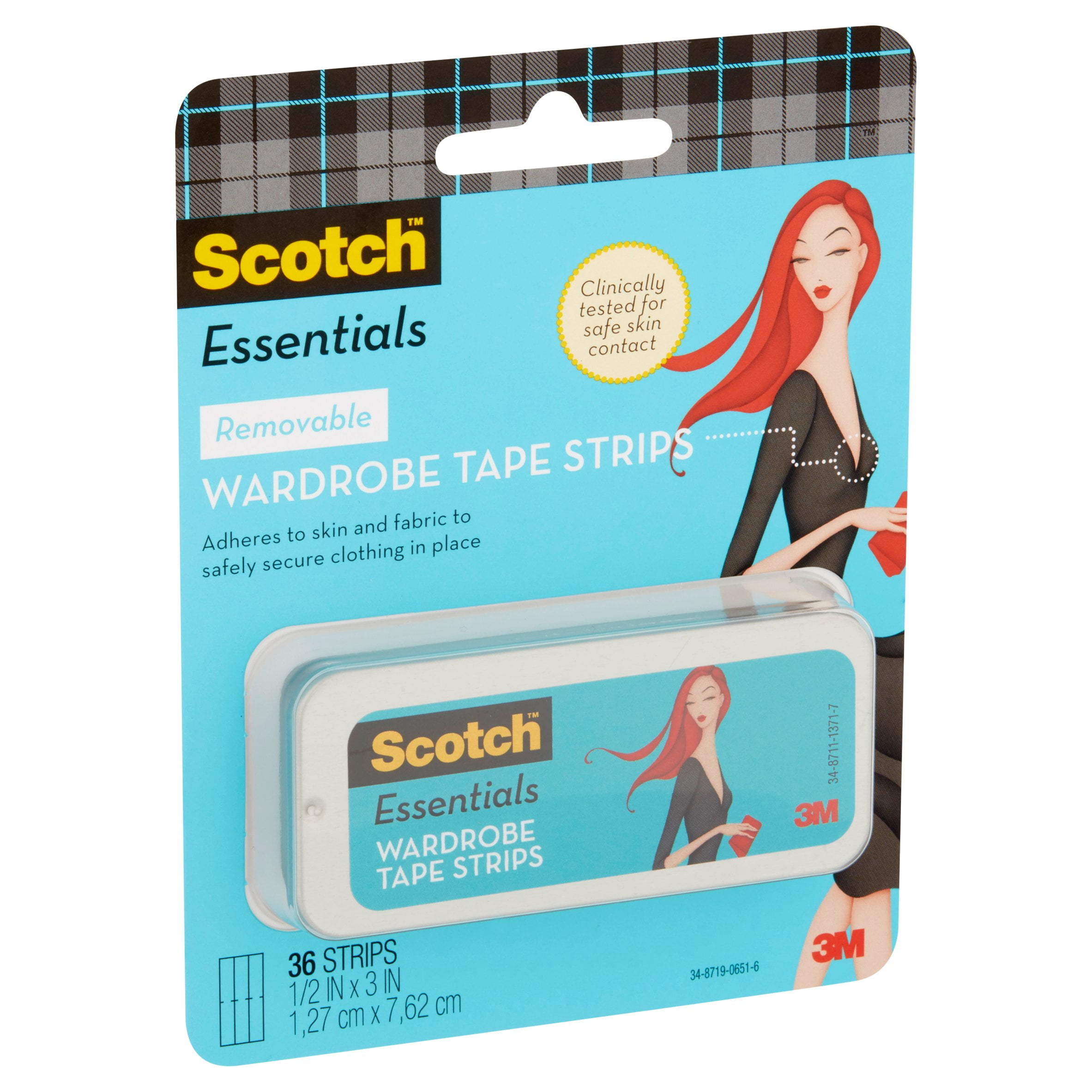 Scotch Essentials Wardrobe Tape Strips White 36 Strips Pack
