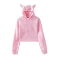 thumbnail image 3 of Woman Hoodie Womens Pink Cropped Hoodie Casual Long Sleeve Pullover Hoodie Hoodies Cute S, 3 of 5