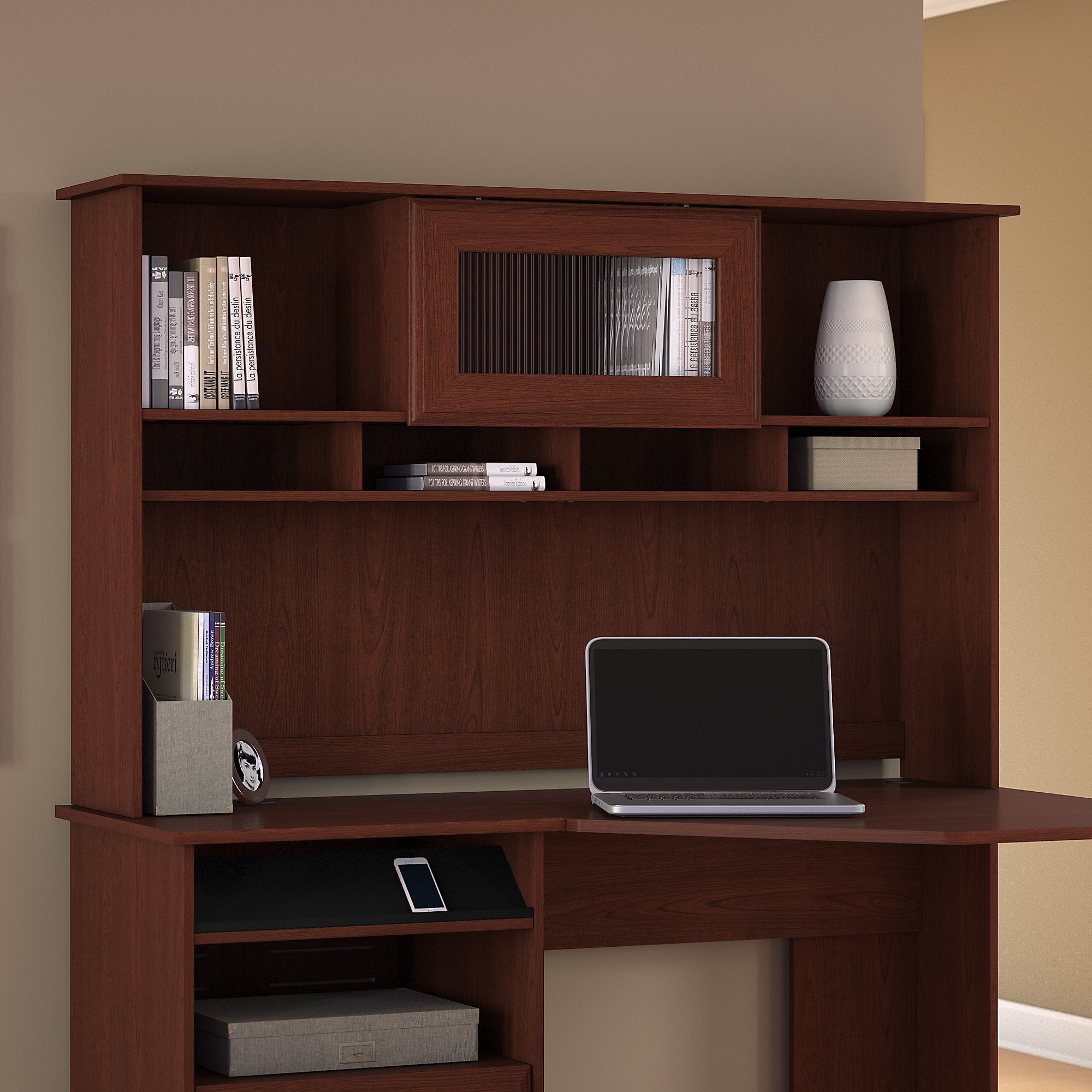 Bush Furniture Cabot Collection Hutch In Harvest Cherry Walmart Com
