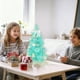 thumbnail image 5 of Árbol de Navidad artificial de mesa azul | Decoración para centros de mesa navideño en el Home Office | Pino de aguja de cedro con accesorios DIY | Exhibición de escritorio de 17 pulgadas, 5 of 6