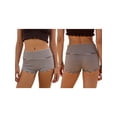 thumbnail image 2 of LMLYSoH Women's Fold Over Shorts Casual Slim Fit Stylish Striped Elastic Mid Rise Shorts, 2 of 8