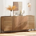 thumbnail image 2 of WAMPAT 61" Accent Cabinet with 4 Doors and Adjustable Shelves, Modern Credenza Storage Cabinet with Minimalist Reeded Design for Living Room, Kitchen, Dining Room, Hallway, 2 of 8