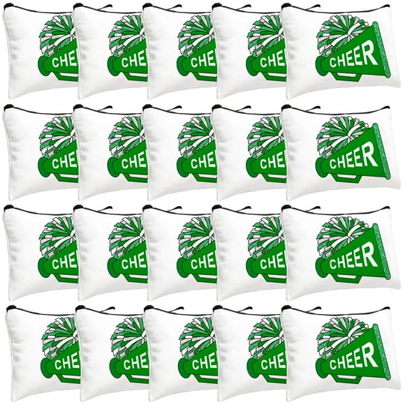 Bolsa de maquillaje Cosblank Cheer Teams Canvas, 20 unidades, color verde