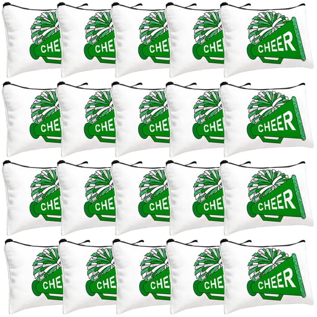 Bolsa de maquillaje Cosblank Cheer Teams Canvas, 20 unidades, color verde