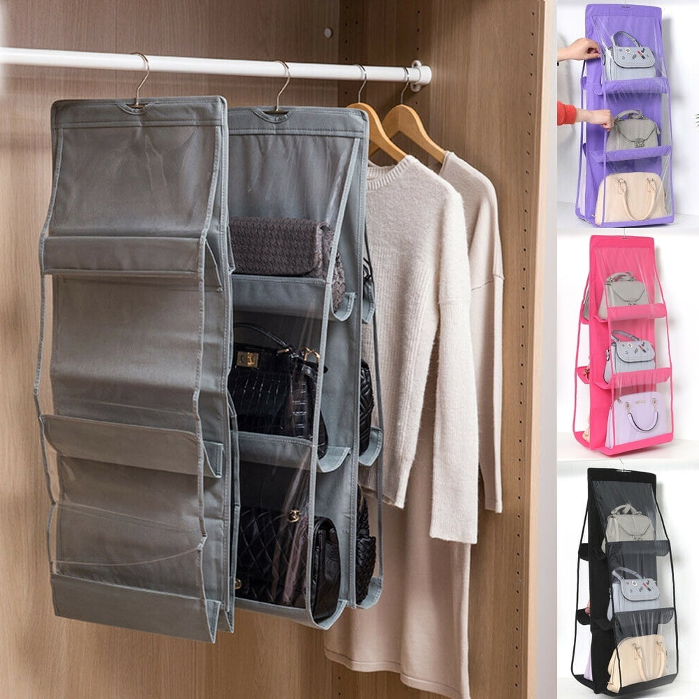 6 Pockets Hanging Closet Organizer Clear Foldable Handbag Purse Storage Bag | Walmart Canada