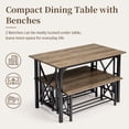thumbnail image 6 of Ktaxon Farmhouse Dining Table Set for 4, 47.2" Rectangle Dining Table with 2 Benches, Modern Rectangle Dining Set 3 Pieces for Small Spaces, Apartment Friendly, Black Oak, 6 of 10