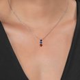 thumbnail image 3 of Gem Stone King Red Garnet Blue Created Sapphire Black Onyx 3 Stone Pendant Necklace for Women (1.35 cttw, Gemstone Birthstone, Round 5MM, 4MM and 3MM, with 18 inch Chain), 3 of 3