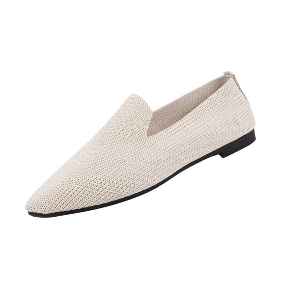 Women’s Summer Moccasin Loafers Wide Fit Lightweight Solid Mesh Slip On Pointed Toe Flats Beige 7